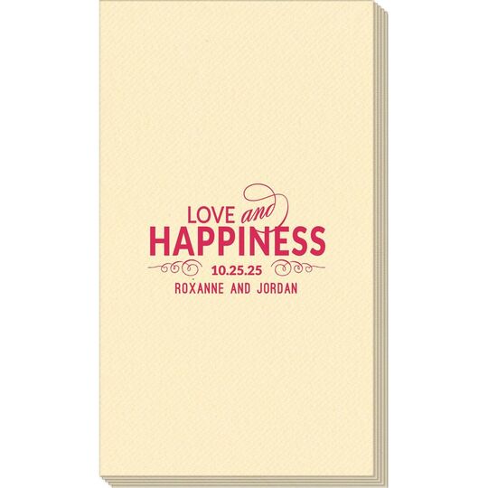 Love and Happiness Scroll Linen Like Guest Towels